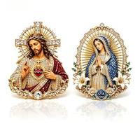 Broche en forme de cœur sacré de Jésus, épinglette catholique dorée avec motif sacré cœur et Vierge Marie, bijoux religieux inspirants pour femmes et hommes, cadeau de foi chrétienne pour église