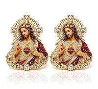 Broche en forme de cœur sacré de Jésus, épinglette catholique dorée avec motif sacré cœur et Vierge Marie, bijoux religieux inspirants pour femmes et hommes, cadeau de foi chrétienne pour église