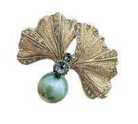 Broche en forme de feuille de gingko pour vêtements, bijoux, bel accessoire, épingle à plantes, insigne en alliage texturé pour les amateurs de plantes, ginkgo vintage, taille unique, Comme décrit