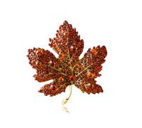 Broche en forme de feuille d'érable en cristal pour femmes et hommes - Broche d'automne exquise avec cristaux - Broche vintage palais - Accessoire de mode - Cadeau élégant - Idéal pour Noël, Métal