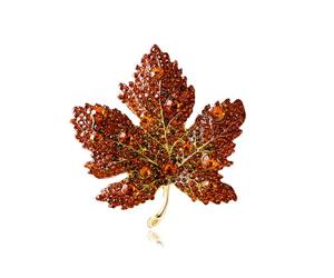 Broche en forme de feuille d'érable en cristal pour femmes et hommes - Broche d'automne exquise avec cristaux - Broche vintage palais - Accessoire de mode - Cadeau élégant - Idéal pour Noël, Métal
