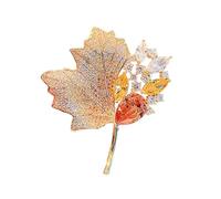 Broche en Forme de Feuille pour Femme, Accessoire de Poitrine Élégant pour Costume, Fête de Mariage, Vêtements- Orange