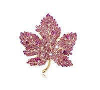 Broche en forme de feuilles d'érable en strass pour costume, col de pull, revers en métal, broches, accessoires, émail, gem na