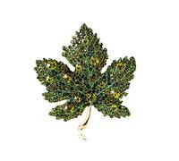 Broche en forme de feuilles d'érable en strass pour costume, col de pull, revers en métal, broches, accessoires, émail, gem na