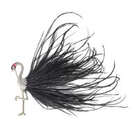 Broche en forme de flamant rose plaqué or avec zircon réaliste en forme d'animal à plumes pour accessoires de tenue élégants, broche flamant rose imitation plume, taille unique, Comme décrit