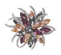 Broche en forme de fleur à deux niveaux avec strass marquise et motifs floraux pour occasions spéciales Bijoux élégants en strass, taille unique, Comme décrit
