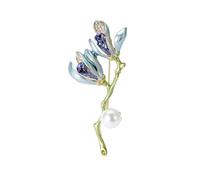 Broche en forme de fleur de magnolia avec pétale élaboré, matériaux en alliage pour costumes, robes, tenues, accessoire élégant pour robe florale pour costume, Einheitsgröße, comme décrit