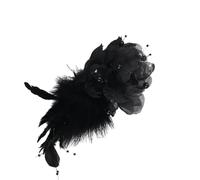 Broche en forme de fleur de plumage au design élégant en tissu synthétique à clip rapide pour une utilisation formelle, TAILLE UNIQUE, Comme décrit