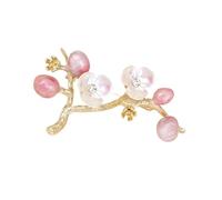 Broche en forme de fleur de prunes en strass - Accessoire polyvalent pour femme - Cadeau tendance - Broche rose élégante pour tenue formelle, taille unique, Comme décrit