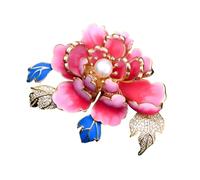 Broche en forme de fleur d'huile délicate avec perles et strass - Accessoire polyvalent pour améliorer les tenues - Fleur élégante pour femme, taille unique, Comme décrit