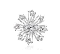 Broche en forme de fleur en cristal couleur argent pour robe de mariée - Broche décorative pour pull - Bijoux de fête