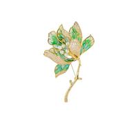 Broche en forme de fleur en cristal émaillé pour femme - Broche élégante en strass pour fête, bal et réception de mariage, taille unique, Acier allié