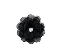 Broche en forme de fleur faite à la main en tissu de 7 cm avec strass au centre - Épinglette florale de camélia mignonne et pince à cheveux pour femmes et filles - Idéale pour les mariages, les fêtes