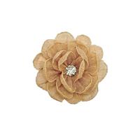 Broche en forme de fleur faite à la main en tissu de 7 cm avec strass au centre - Épinglette florale de camélia mignonne et pince à cheveux pour femmes et filles - Idéale pour les mariages, les fêtes