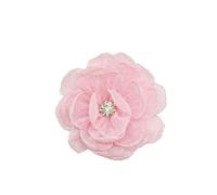 Broche en forme de fleur faite à la main en tissu de 7 cm avec strass au centre - Épinglette florale de camélia mignonne et pince à cheveux pour femmes et filles - Idéale pour les mariages, les fêtes