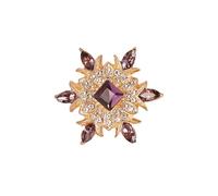 Broche en forme de fleur marquise dorée raffinée avec strass pour femme - Broche chic géométrique en cristal pour robes et costumes - Idéale pour Noël et occasions spéciales, One Size, Métal