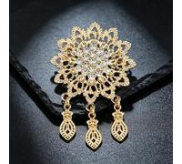 Broche en forme de flocon de neige creux en alliage doré pour costume, manteau, écharpe, robe, sac à main, cadeau de mariage, banquet, décoration