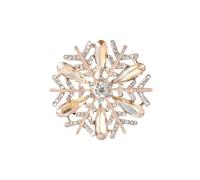 Broche en forme de flocon de neige en strass de qualité supérieure - Vert café gris noir - Pour Noël, anniversaire, mariage, banquet, bal de fin d'année, Grand, Cuivre, Pas de pierre précieuse