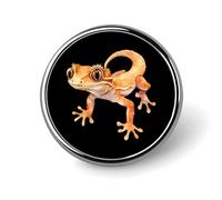 Broche en forme de gecko à crête aquarelle, mignon, épingle à revers, badge rond en métal, accessoires pour veste, chapeau, sac, bijoux