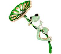 Broche en forme de grenouille en émail vert pour fête, Saint-Valentin, cadeau, Nylon