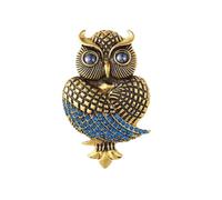 Broche en forme de hibou mystique avec strass - En métal robuste - Style vintage - Idéal pour elle ou lui - Accessoire élégant en forme de chouette