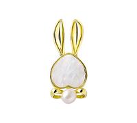 Broche en forme de lapin avec fausses perles pour femme - Nouvel An - Joli lapin, 4.2 x 2cm, Plastique, comme description