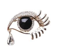 Broche en forme de larmes d'ange avec strass - Champagne doré, gemme noire, accessoires de robe de mariée, cadeau