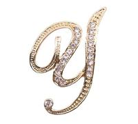 Broche en forme de lettre de l'alphabet en cristal, 26 lettres de l'alphabet et strass pour collier, artisanat, bijoux, cadeaux d'anniversaire pour femme et homme, Métal, Pierre précieuse