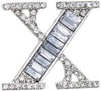 Broche en forme de lettre de l'alphabet en cristal, 26 lettres de l'alphabet et strass pour colliers, loisirs créatifs, bijoux, cadeaux d'anniversaire pour femme, 1.1X1.2inc, Métal, acier inoxydable