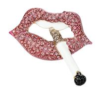 Broche en forme de lèvre ornée de pierres scintillantes pour un cadeau élégant fabriqué à partir d'alliage tendance, taille unique, Comme décrit