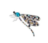 Broche en forme de libellule exquise en alliage avec strass, broche tendance et élégante avec structure en alliage qui ajoute de la sophistication aux bijoux de fête, Einheitsgröße, comme décrit