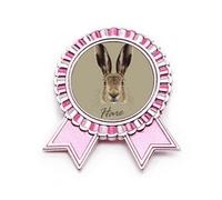 Broche en forme de lièvre à gros nez gris - Rose, M, Métal