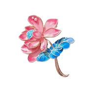 Broche en forme de lotus de style chinois délicat avec perles d'imitation émaillées en alliage pour événement spécial, bijoux floraux orientaux pour femmes