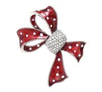 Broche en forme de nœud en cristal rouge étincelant - Bijoux vintage pour soirée élégante - Décoration de robe et accessoires de fête - Broche élégante en ruban, taille unique, Comme décrit