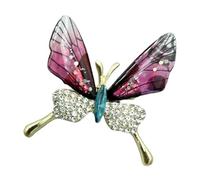 Broche en forme de papillon avec base en alliage antique ornée de cristaux - Cadeau unisexe pour festivals, robes de soirée, chapeau papillon pour tenues de festival, One Size, Comme décrit