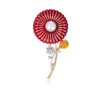 Broche en forme de petite fleur rouge en émail pour vêtements de femme pour usage quotidien, fête, rendez-vous