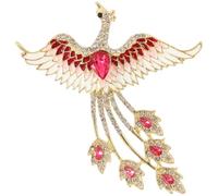 Broche en forme de phénix en cristal créé de 7,2 cm pour femme | Broches et épingles vintage | Breloques décoratives en émail | Bijoux fantaisie | Style élégant et unique - Épinglette à revers