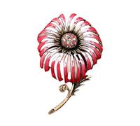 Broche en forme de pissenlit en cristal plaqué or antique avec pétales à dos ouvert - Accessoire floral vintage, One Size, Comme décrit