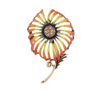 Broche en forme de pissenlit en cristal plaqué or antique avec pétales à dos ouvert - Accessoire floral vintage - Broche dorée antique, taille unique, Comme décrit