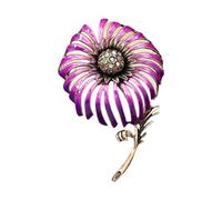 Broche en forme de pissenlit en cristal plaqué or antique avec pétales à dos ouvert - Accessoire floral vintage - Broche dorée antique, taille unique, Comme décrit