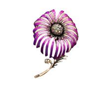 Broche en forme de pissenlit jaune mandarine - Plaqué or - Accessoire floral vintage - Inspiration de cristaux, taille unique, Comme décrit