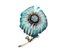 Broche en forme de pissenlit jaune mandarine plaqué or - Accessoire floral vintage inspiré des détails en cristal - Bijoux inspirés des pissenlits, taille unique, Comme décrit