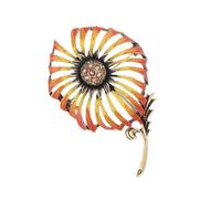 Broche en forme de pissenlit jaune mandarine plaqué or - Accessoire floral vintage inspiré des détails en cristal - Accessoire floral luxueux, One Size, Comme décrit