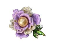 Broche en forme de pivoine pour femme avec strass étincelants Accessoire de vêtements pour tenues de mode Broche tendance en alliage, One Size, Comme décrit
