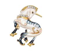 Broche en forme de poitrine de cheval scintillante en métal avec fermeture sécurisée et strass pour occasions spéciales et accessoires de loisirs. Élégante épingle en cristal pour cheval