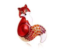 Broche en forme de renard avec strass - Pour bijoux, sac à dos, accessoires de mode pour vestes, vêtements, bijoux en alliage, standard, Aluminium