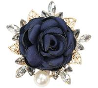 Broche en forme de rose bleue avec perles pour femme, en tissu et perles de cristal, pour robe tendance, fête de mariage, anniversaire de mariage, Medium, Fausse perle Tissu Perle synthétique Cristal