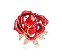 Broche en forme de rose pour femme - Accessoire pour banquet ou fête, Pierre Verre Pierre Émail Verre, Zircone cubique Agate Obsidienne