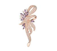 Broche en forme de ruban avec strass, doré ou argenté, décoration exquise, cadeau pour elle