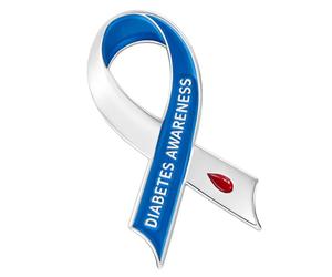 Broche en forme de ruban bleu et blanc tendance en alliage pour la défense de la santé, événement bleu et blanc